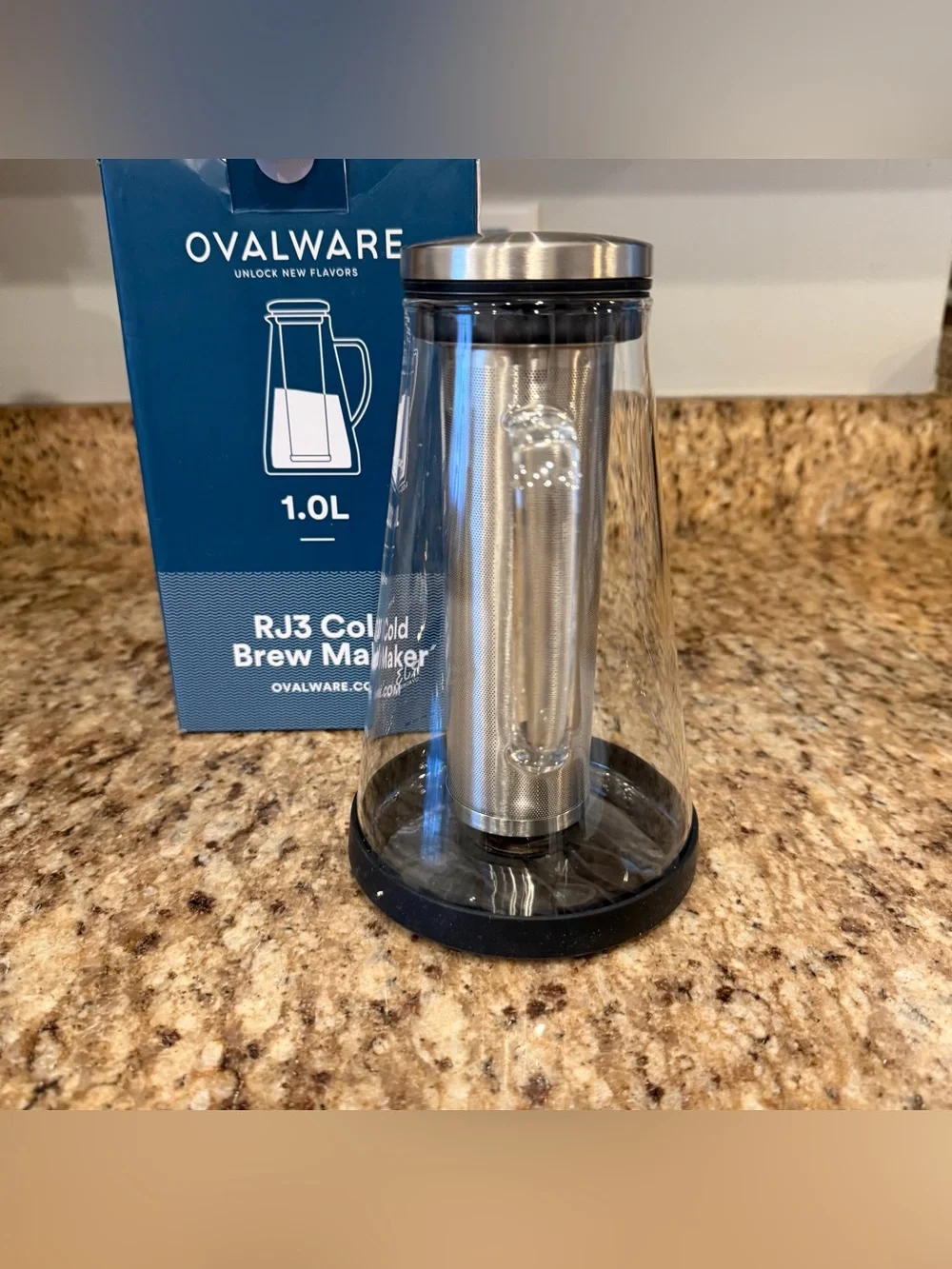 Ovalware RJ3 6 Cup Airtight Cold Coffee Brew Maker Glass Sustainable 1.0L/50 oz
